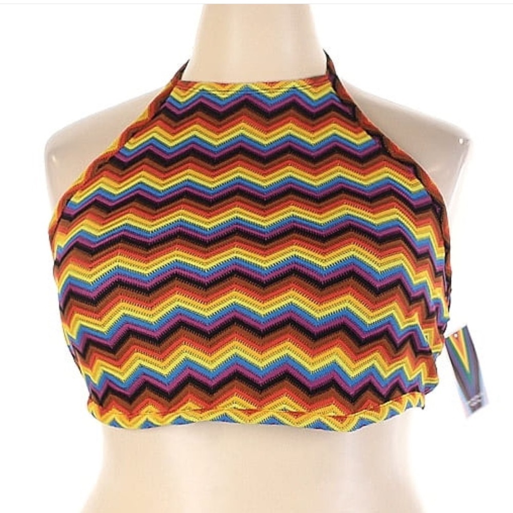 Target Chevron Rainbow Knit Halter Pride Festival Crop Top Size XXL NEW